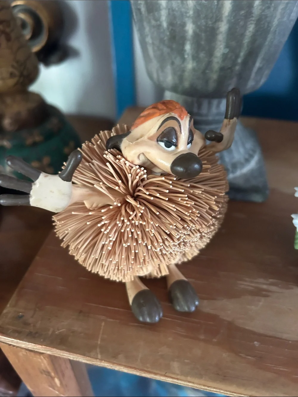 Whimsical Hedgehog Figurine with Bristle Body
